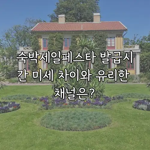 숙박세일페스타 발급시간 미세 차이와 유리한 채널은?