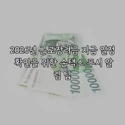 2026년 근로장려금 지급 일정 확인을 위한 손택스 푸시 알림 팁