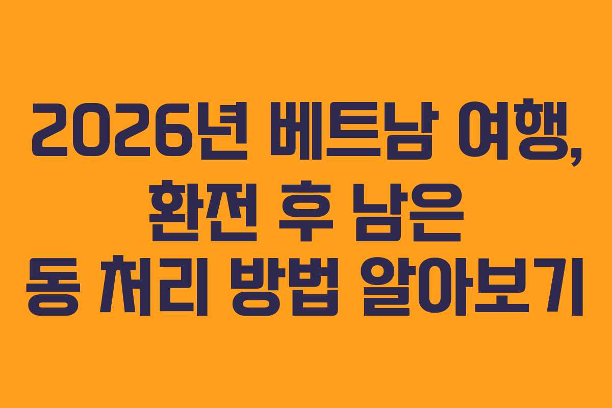 2026년 베트남 여행, 환전 후 남은 동 처리 방법 알아보기