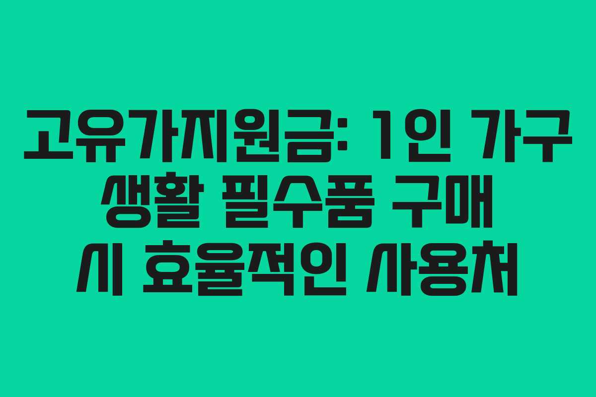 고유가지원금: 1인 가구 생활 필수품 구매 시 효율적인 사용처