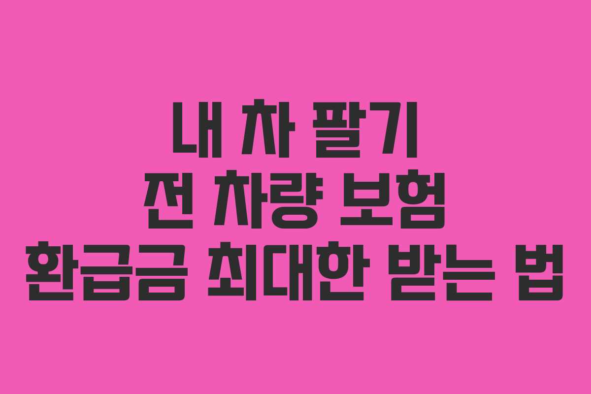 내-차-팔기-전-차량-보험-환급금-최대한-받는-법