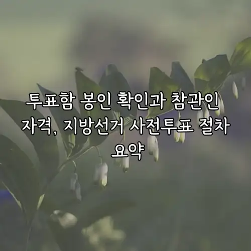 투표함 봉인 확인과 참관인 자격, 지방선거 사전투표 절차 요약