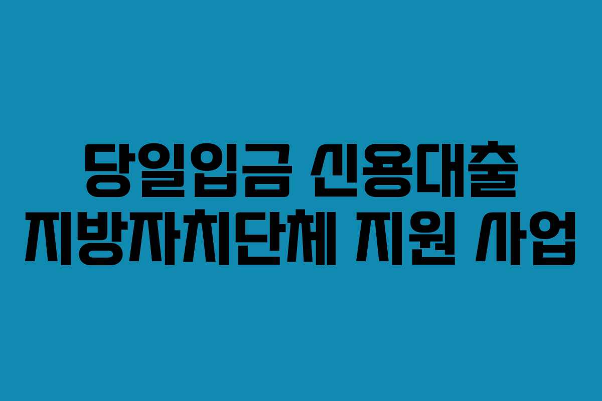 당일입금-신용대출-지방자치단체-지원-사업