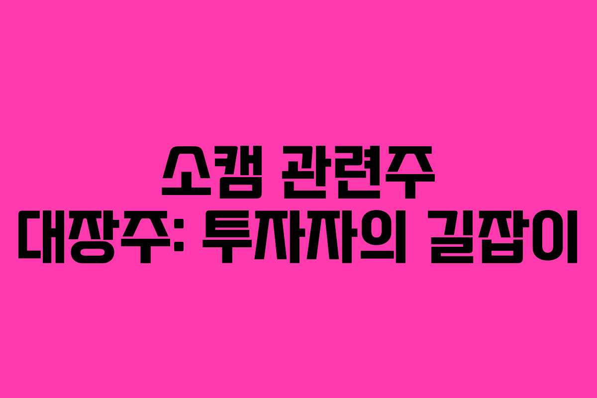 소캠-관련주-대장주-투자자의-길잡이