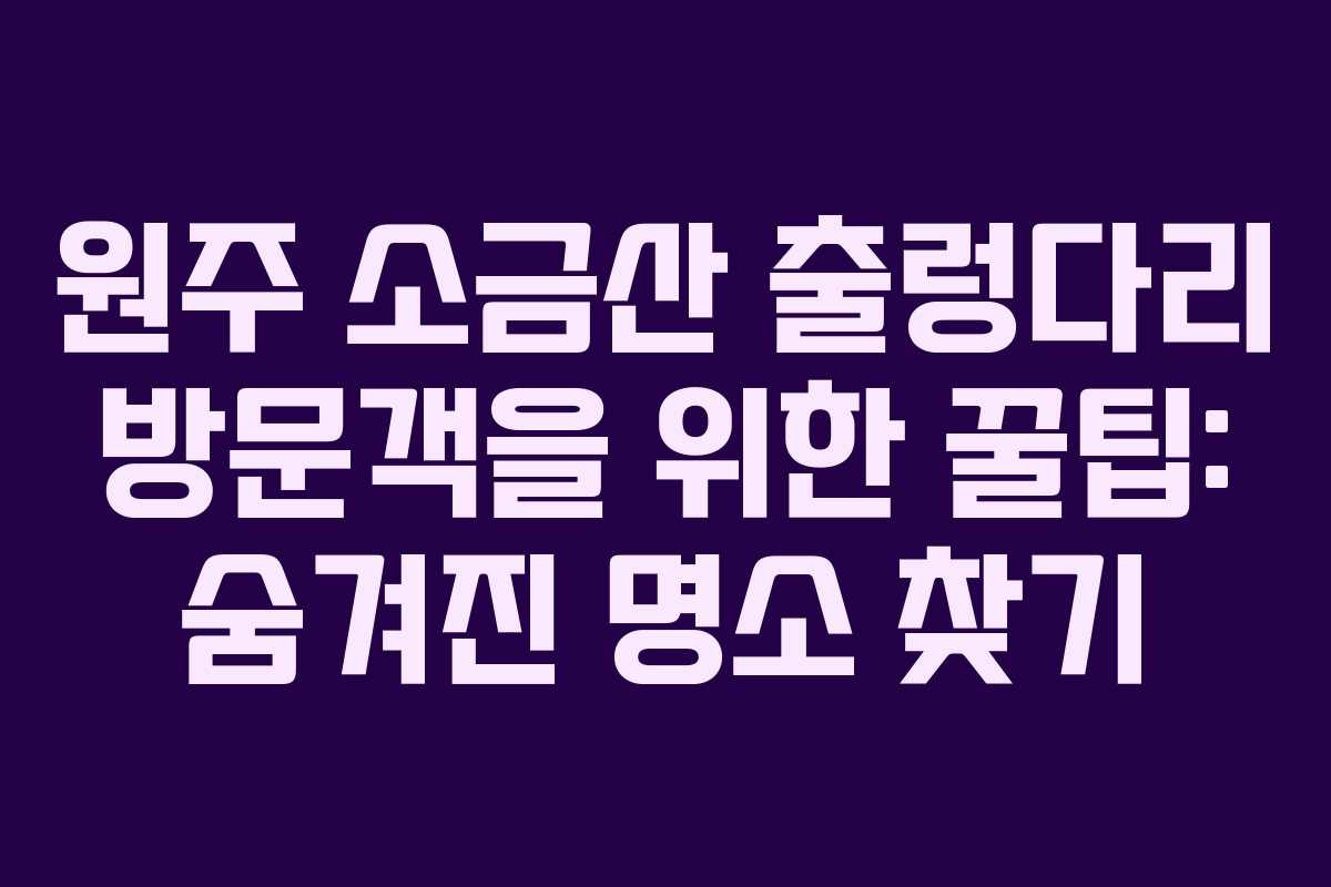 원주-소금산-출렁다리-방문객을-위한-꿀팁-숨겨진-명소-찾기