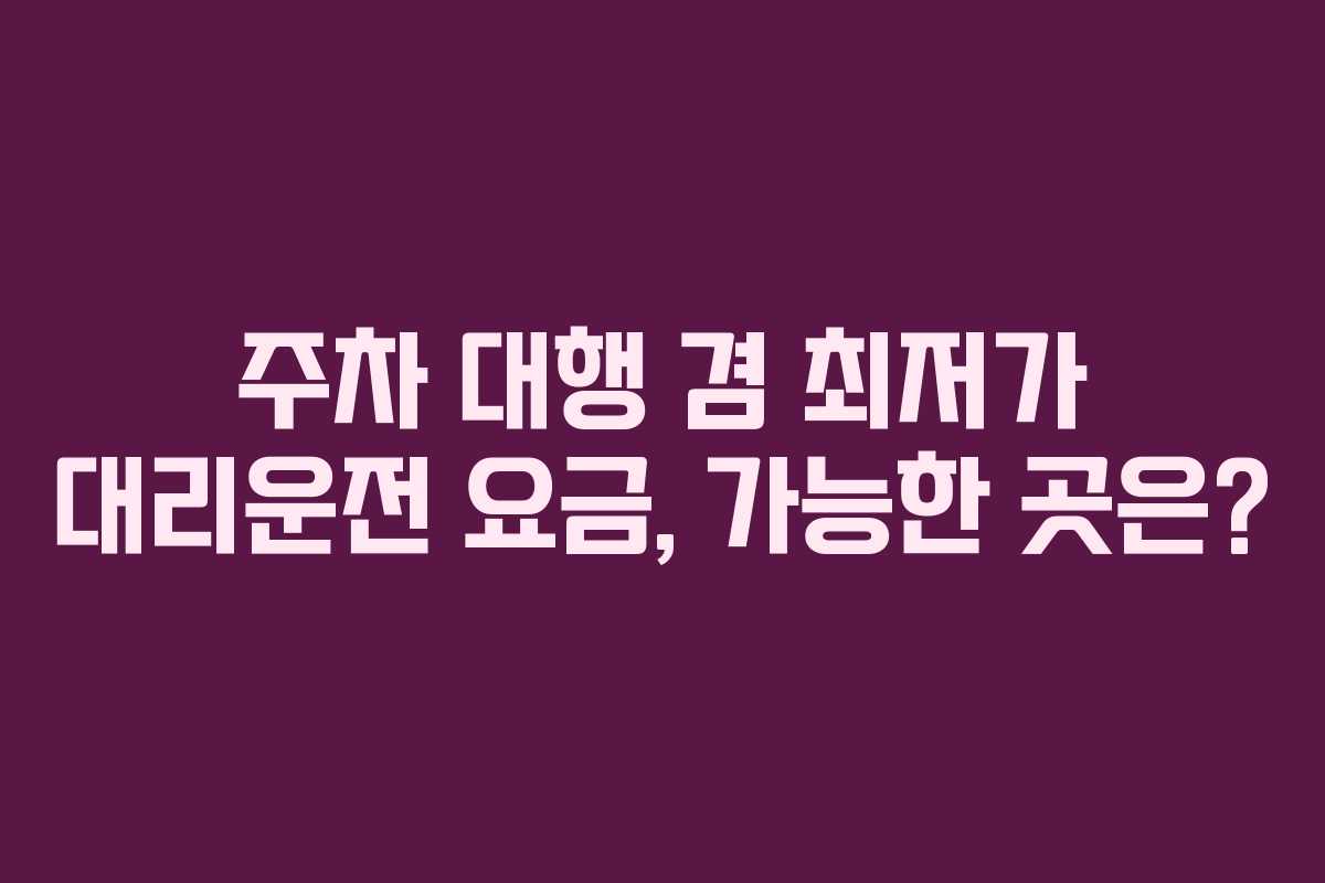 주차-대행-겸-최저가-대리운전-요금,-가능한-곳은